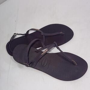 Havaianas Purple Classic Leather T-Shape You Riviera Thong Sandals Size 9/10